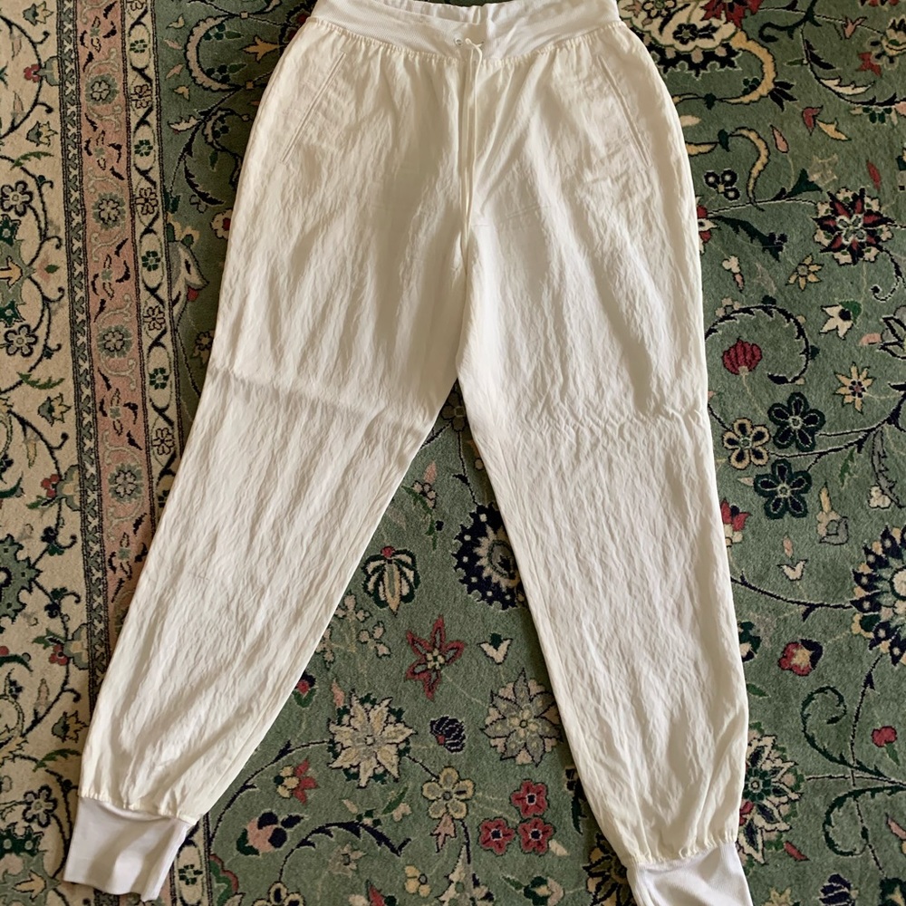 Rag and bone silk drawstring white joggers